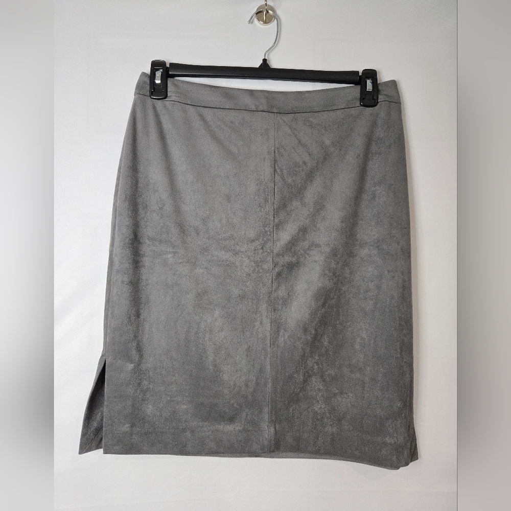 NWT LOFT Classic Gray Pencil Skirt Suede Size 12 Petite